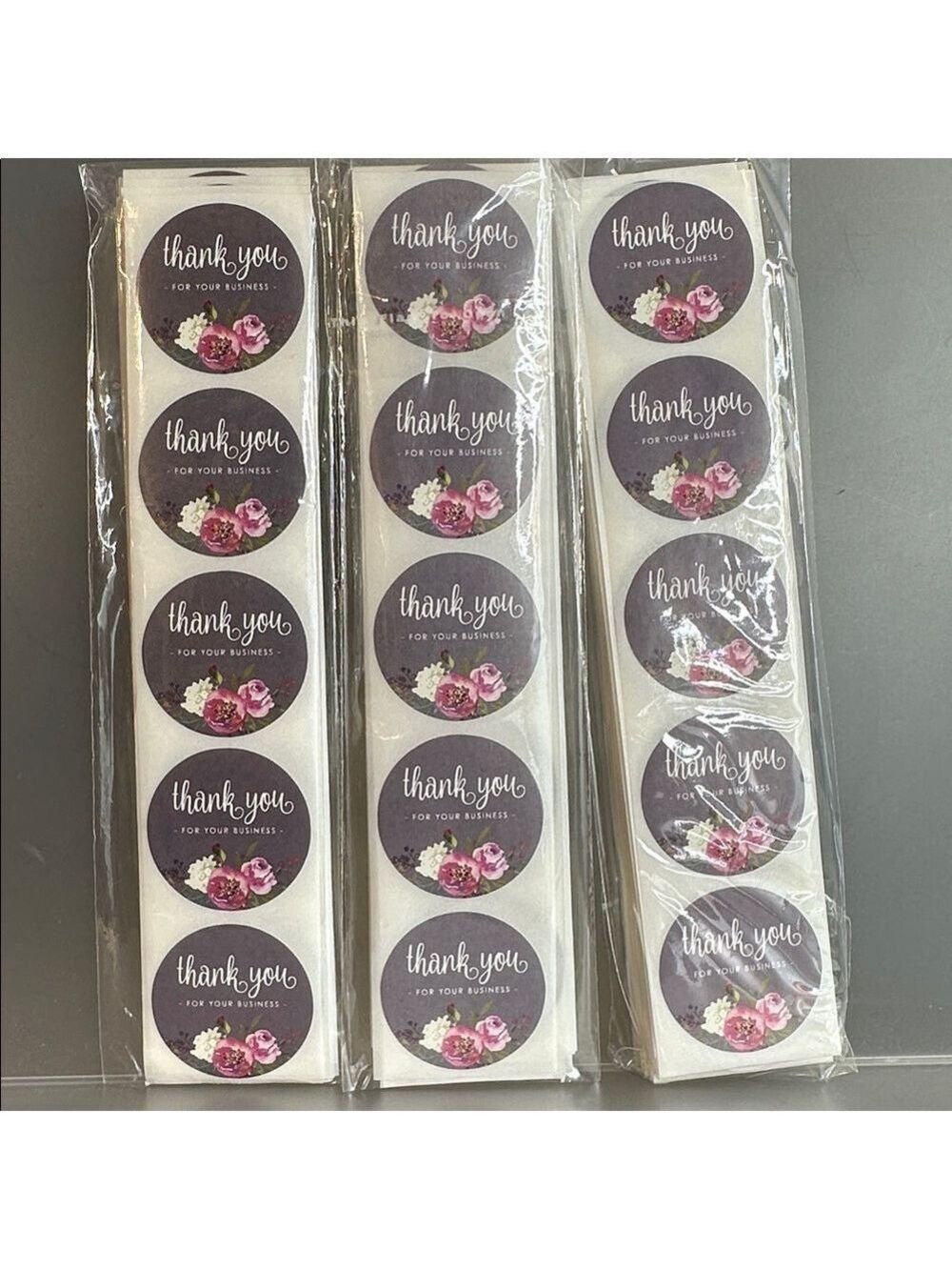 300 1 Inch Floral Thank You Stickers for Business - Picture 1 of 4